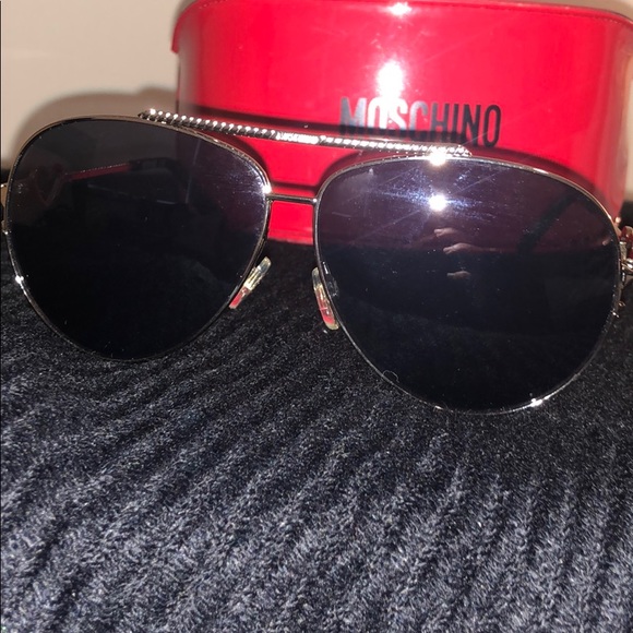Moschino Sunglasses Silver Aviator Heart Frame 90s - Picture 6 of 12